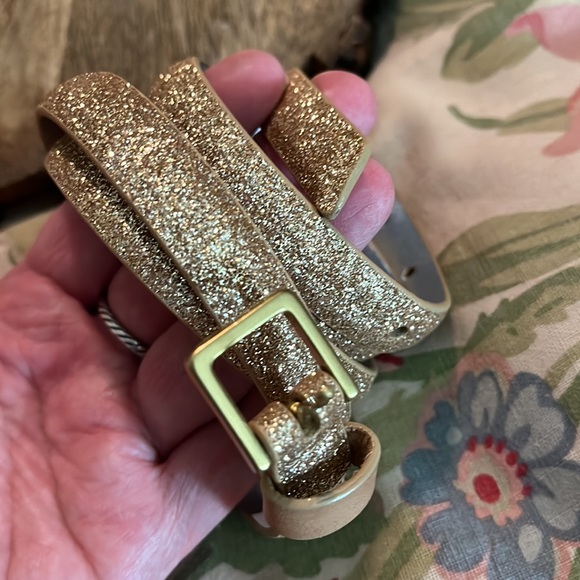 Vtg GAP Size XXL Glitter Metallic Gold Disco Belt Gold Closure SKINNY BELT NEW - Picture 13 of 16